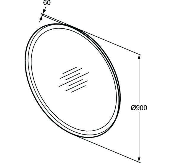 Ideal Standard apvalus veidrodis su apšvietimu 90cm, metalinis juodas rėmelis