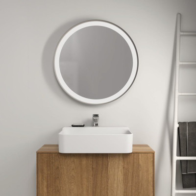 Ideal Standard apvalus veidrodis su apšvietimu 65cm, metalinis juodas rėmelis