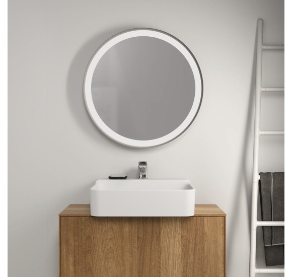 Ideal Standard apvalus veidrodis su apšvietimu 65cm, metalinis juodas rėmelis