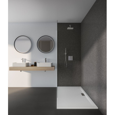 Ideal Standard apvalus veidrodis su apšvietimu 65cm, metalinis juodas rėmelis