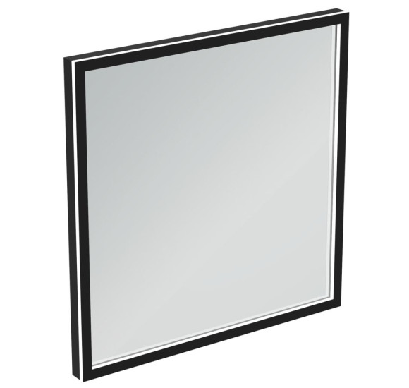 Ideal Standard kvadratinis veidrodis su apšvietimu 60x60cm,juodas rėmelis