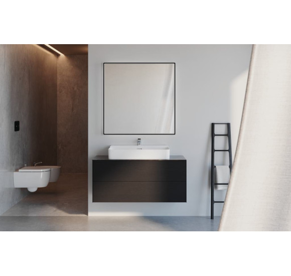 Ideal Standard kvadratinis veidrodis su apšvietimu 100x100cm,juodas rėmelis