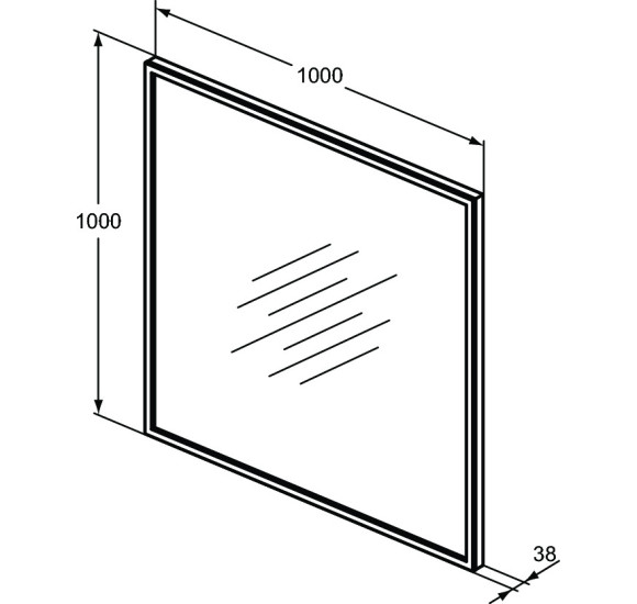 Ideal Standard kvadratinis veidrodis su apšvietimu 100x100cm,juodas rėmelis