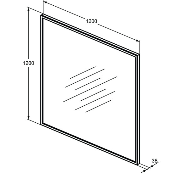 Ideal Standard kvadratinis veidrodis su apšvietimu 120x120cm,juodas rėmelis