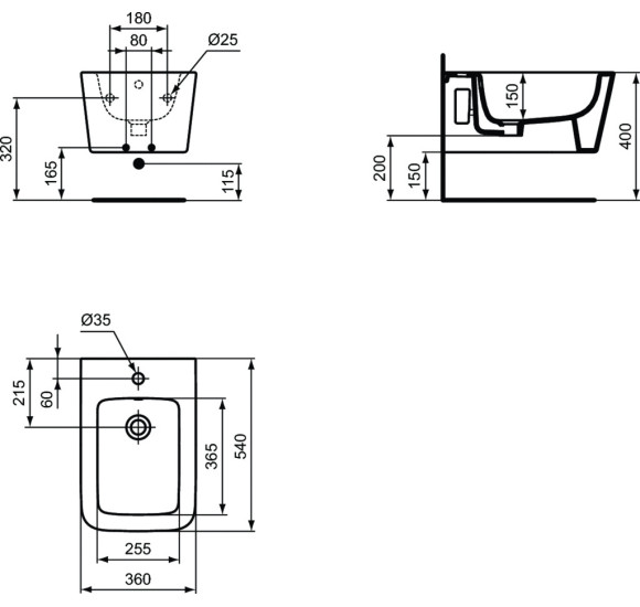 Ideal Standard Blend Cube pakabinama bide