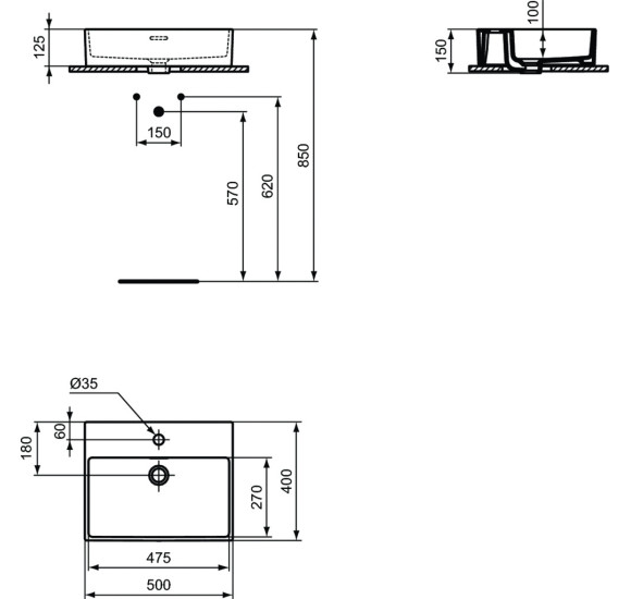 Ideal Standard Extra pastatomas praustuvas 50x40cm