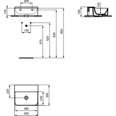 Ideal standard Conca 40x35cm praustuvas, šlifuota apačia
