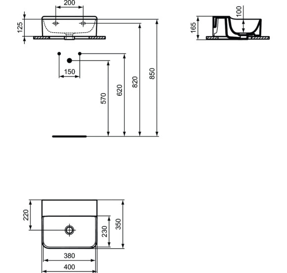 Ideal standard Conca 40x35cm praustuvas, šlifuota apačia