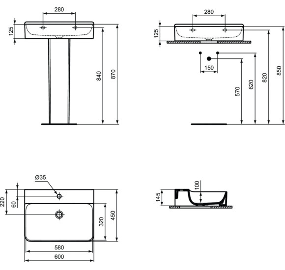 Ideal standard Conca 60x45cm praustuvas