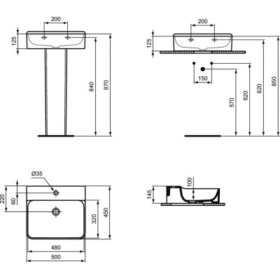 Ideal Standard Conca 50x45cm praustuvas