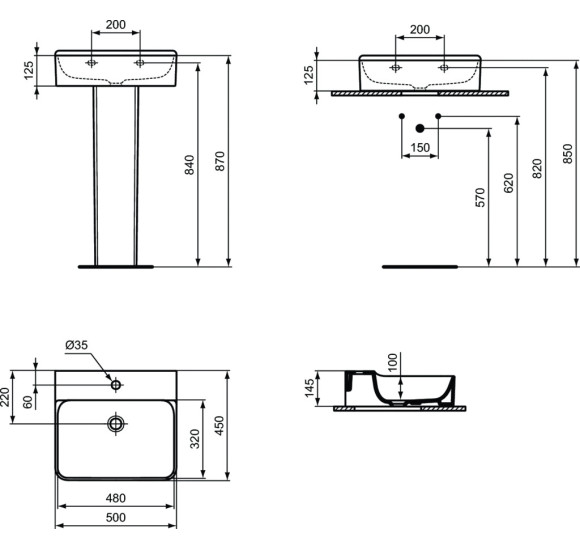 Ideal Standard Conca 50x45cm praustuvas