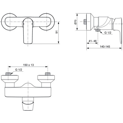 Ideal Standard Connect Air dušo maišytuvas (A7032), PVD spalvos