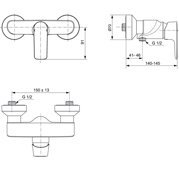 Ideal Standard Connect Air dušo maišytuvas (A7032), PVD spalvos