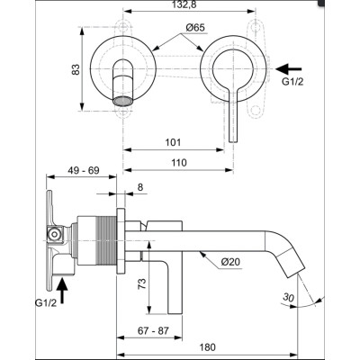 Ideal Standard Joy potinkinis maišytuvas praustuvui 180mm (pasirenkamos spalvos)