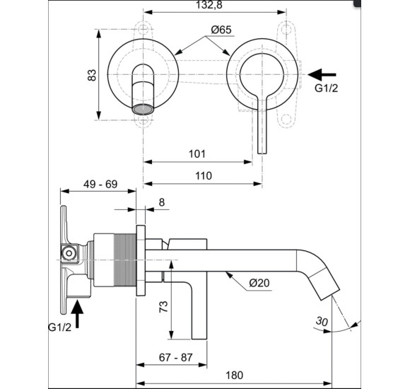 Ideal Standard Joy potinkinis maišytuvas praustuvui 180mm (pasirenkamos spalvos)
