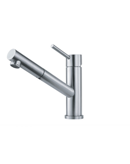 FRANKE ORBIT maišytuvas su nerūdijančio plieno korpusu ir ištraukiama žarna