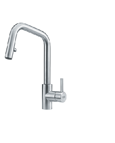 FRANKE KUBUS maišytuvas su nerūdijančio plieno korpusu ir ištraukiama žarna