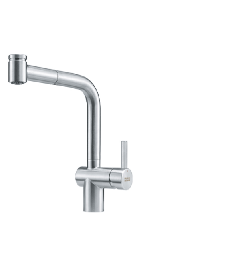 FRANKE maišytuvas plautuvei ATLAS NEO su nerūdijančio plieno korpusu ir ištraukiama žarna