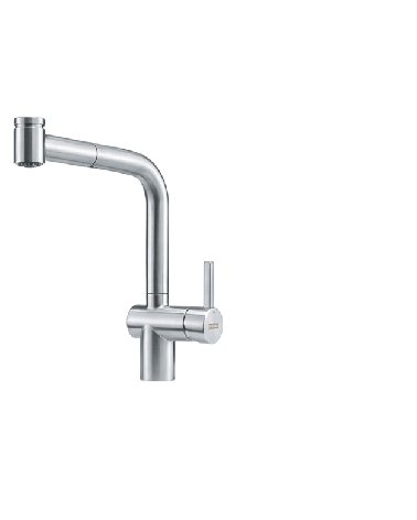 FRANKE maišytuvas plautuvei ATLAS NEO su nerūdijančio plieno korpusu ir ištraukiama žarna