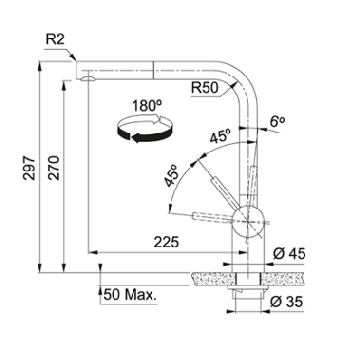 FRANKE maišytuvas plautuvei ATLAS NEO su ištraukiamu dušeliu