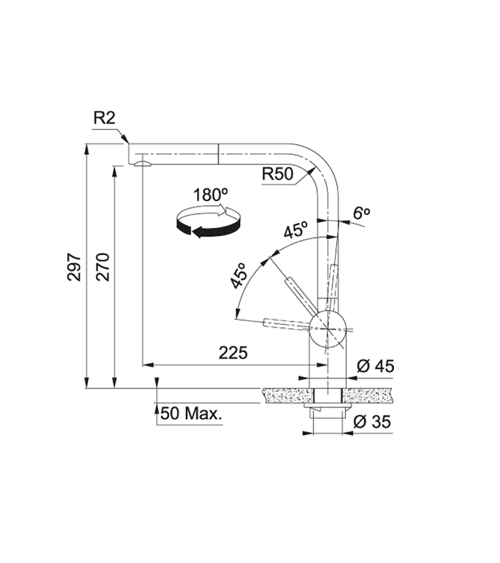 FRANKE maišytuvas plautuvei ATLAS NEO su ištraukiamu dušeliu