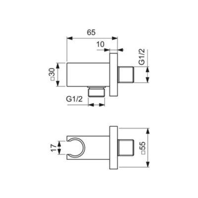 Ideal Standard Idealrain Atelier sieninė jungtis 1/2 su laikikliu (BC771), PVD spalvos