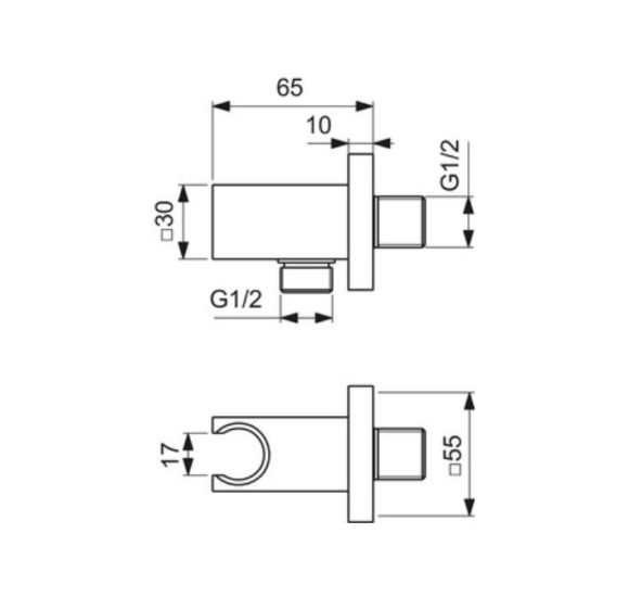 Ideal Standard Idealrain Atelier sieninė jungtis 1/2 su laikikliu (BC771), PVD spalvos