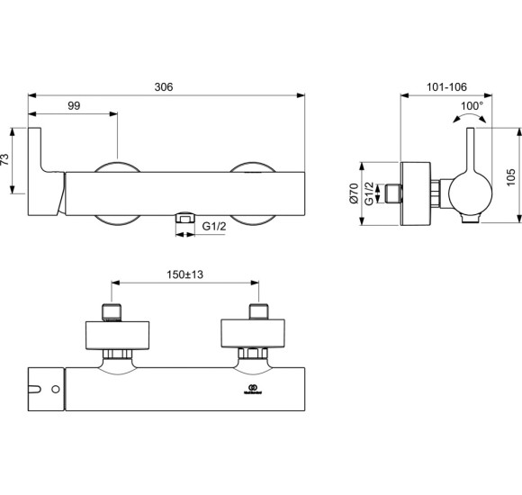 Ideal Standard Joy dušo maišytuvas, PVD spalvos