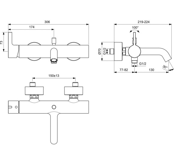 Ideal Standard Joy vonios maišytuvas, pasirenkamos PVD spalvos