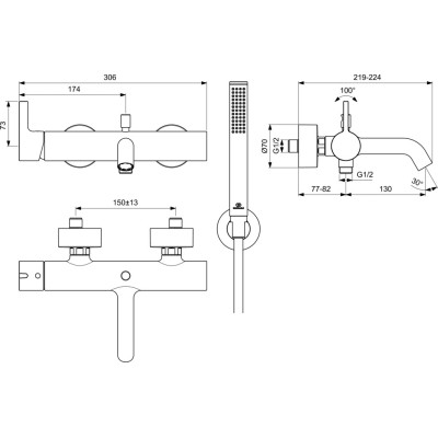 Ideal Standard Joy vonios maišytuvo komplektas, PVD spalvos