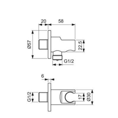 Ideal Standard Idealrain Atelier sieninė jungtis 1/2 su laikikliu (BC807), PVD spalvos