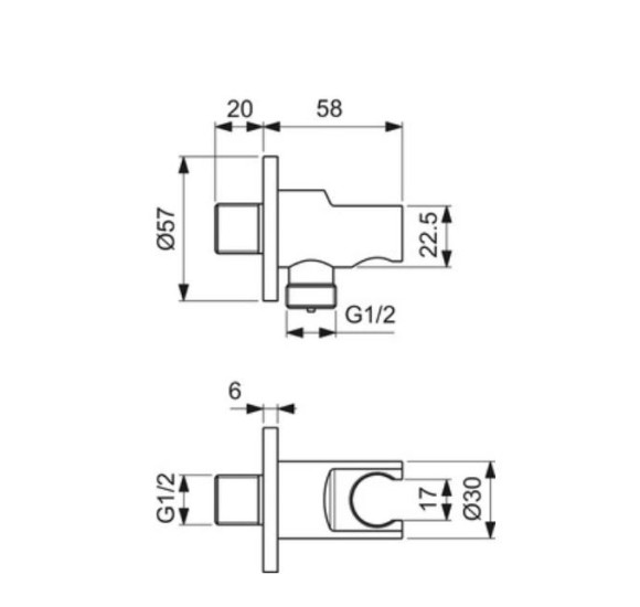 Ideal Standard Idealrain Atelier sieninė jungtis 1/2 su laikikliu (BC807), PVD spalvos