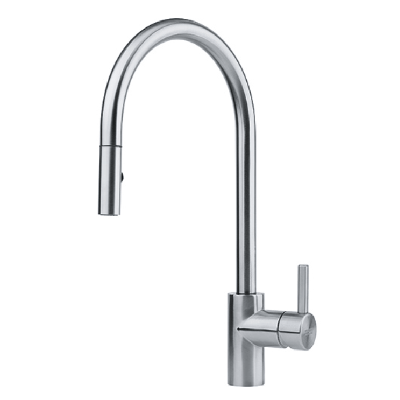 Franke maišytuvas plautuvei EOS-NEO su nerūdijančio plieno korpusu ir ištraukiama žarna-dušeliu