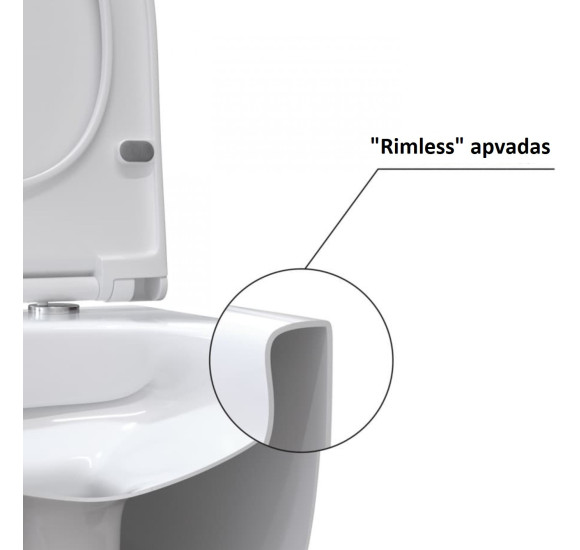 Bocchi V-Tondo COMPACT pakabinamas klozetas "Rimless" be dangčio
