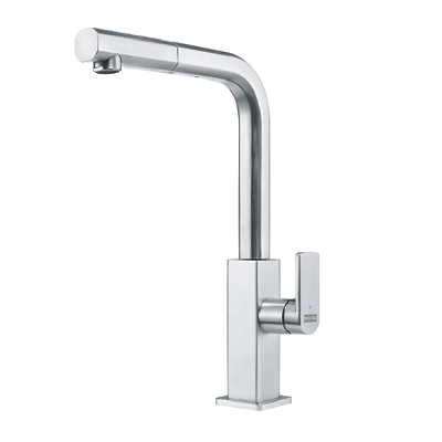 Franke maišytuvas plautuvei MYTHOS su nerūdijančio plieno korpusu ir ištraukiama žarna