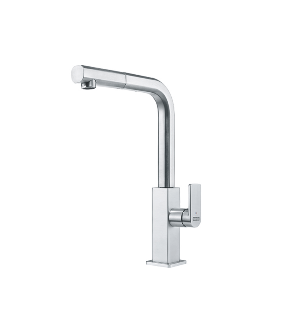 Franke maišytuvas plautuvei MYTHOS su nerūdijančio plieno korpusu ir ištraukiama žarna