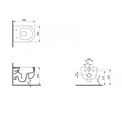 Bocchi V-Tondo COMPACT pakabinamas klozetas "Rimless" be dangčio