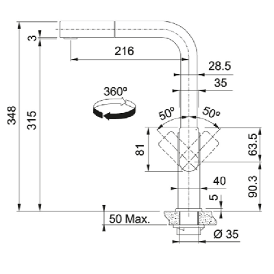 Franke maišytuvas plautuvei MYTHOS su nerūdijančio plieno korpusu ir ištraukiama žarna