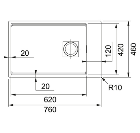 Franke granitinė plautuvė KNG 110-62, montuojama po stalviršiu, nerūdijančio plieno mygtukas su perlaja