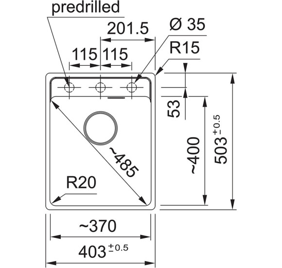 Franke granitinė plautuvė MRG 210-37A, montuojama lygiai su stalviršiu, juoda matinė