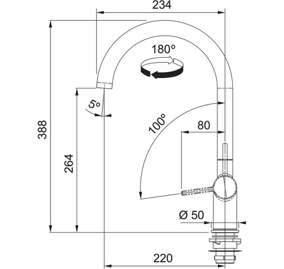 Franke virtuvinis maišytuvas Active J, pasirenkama spalva