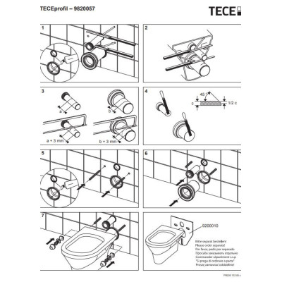 Teceprofil pakabinamo unitazo standartinis pajungimo komplektas, DN90