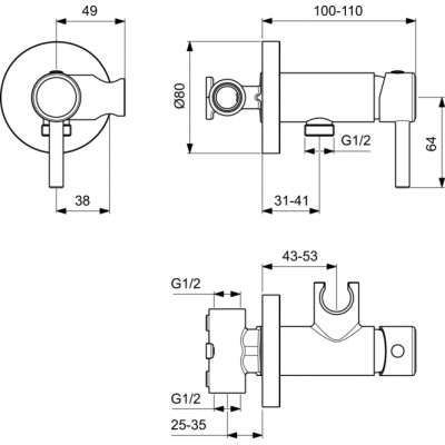 Ideal Standard potinkinis bideta maišytuvas, G1 /2, chromas, A5809AA