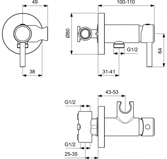 Ideal Standard potinkinis bideta maišytuvas, G1 /2, chromas, A5809AA