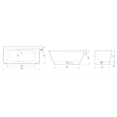 PAA QUADRO WALL prie sienos glaudžama vonia, silkstone 160x75cm