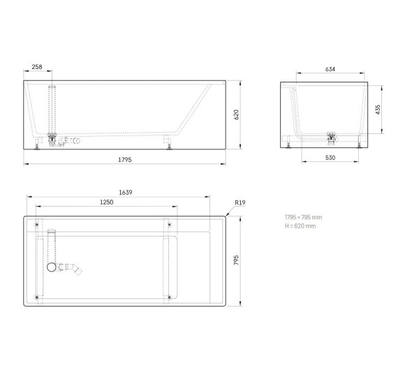 Paa Infinity silkstone vonia 1795x795