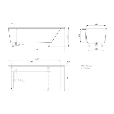 Paa Infinity įleidžiama silkstone vonia 1795x795