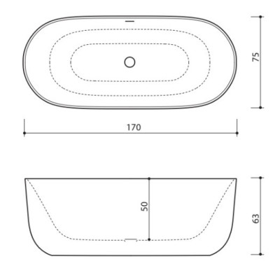 Balteco Marin XONYX Akmens masės vonia, 169x75