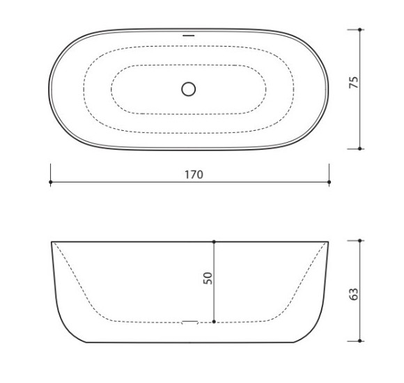 Balteco Marin XONYX Akmens masės vonia, 169x75