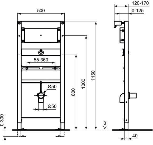 Ideal Standard PROSYS potinkinis rėmas pisuarui